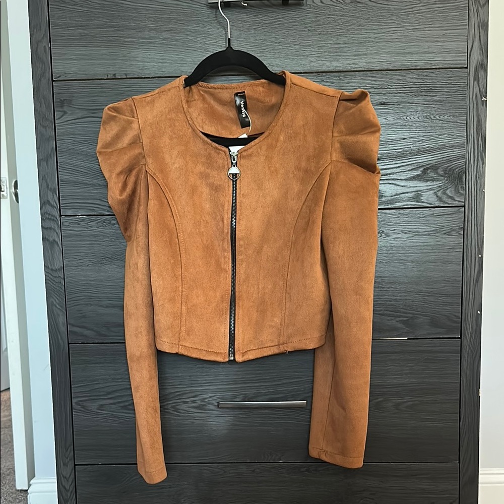 Women's Tan Faux Suede Jacket